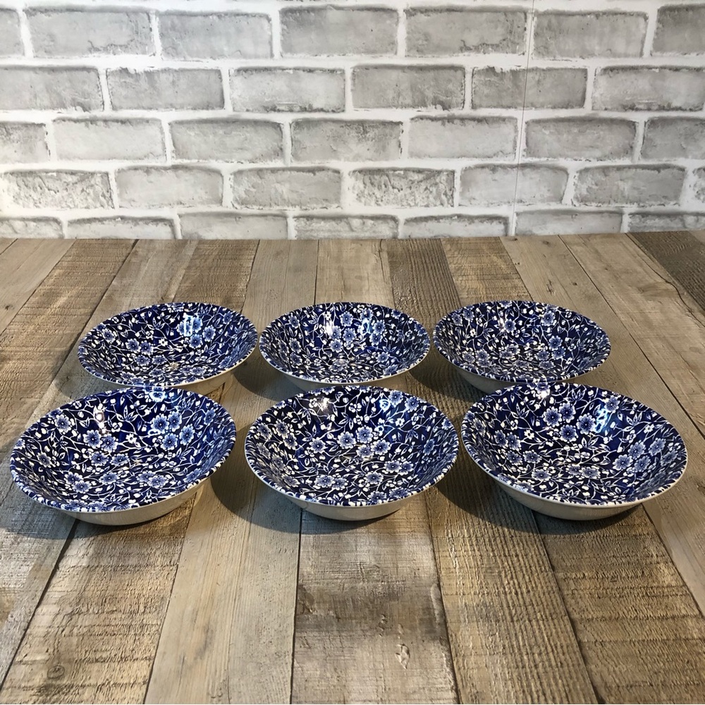 Six Churchill Blue and White Flower Bowls - Picture 1 of 4